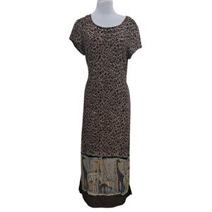 Vintage Nina Piccalino Y2k Animal Print Leopard Giraffe Beaded Made in USA Small